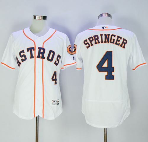 Astros #4 George Springer White Flexbase Authentic Collection Stitched MLB Jersey